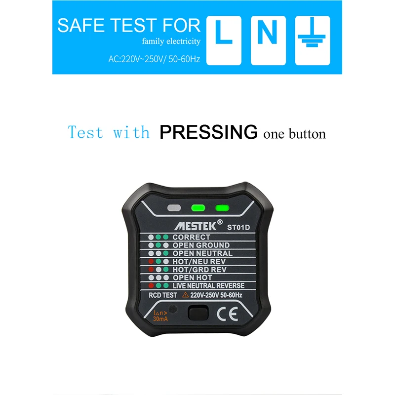 Socket Tester Outlet EU/ UK Plug Automatic Electric Circuit Polarity Voltage Detector Wall Breaker Finder RCD | Инструменты