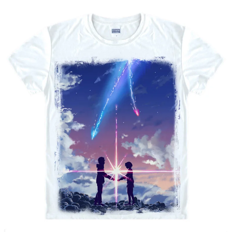Аниме рубашка Coolprint с вашим именем футболки Kimi No Na Wa коротким рукавом Tachibana Taki Miyamizu
