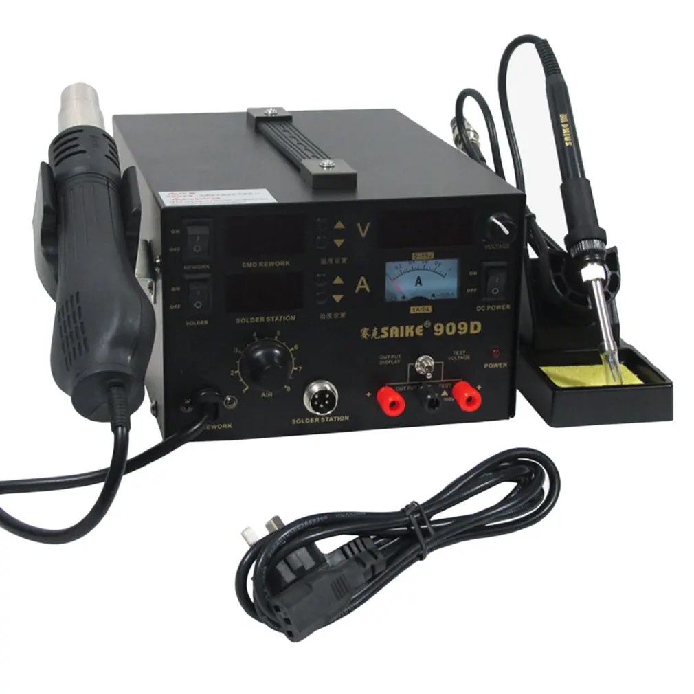 909D + паяльник пистолет горячего воздуха источник питания 220В/110В SAIKE
