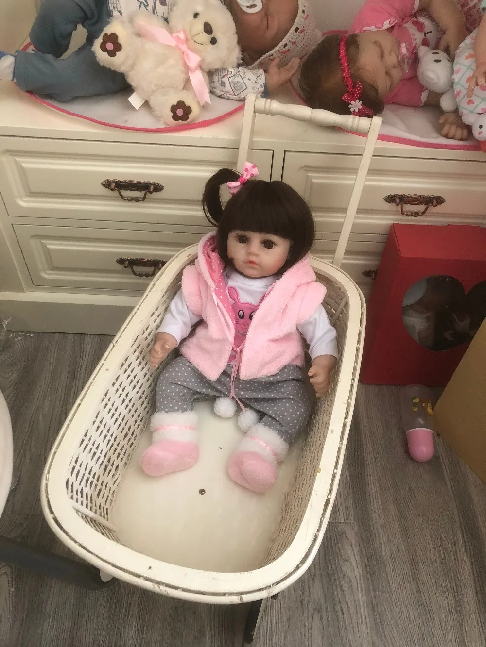 Куклы reborn Girl 19 дюймов реалистичные 48 см мягкие силиконовые куклы розовая