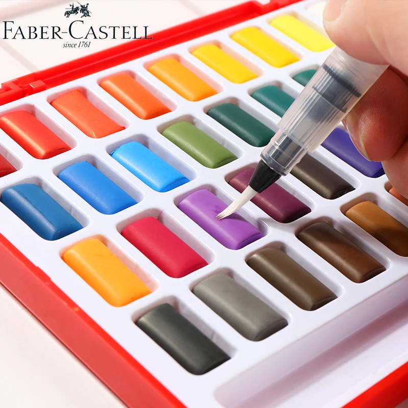 Однотонный Набор для рисования акварелью Faber Castell 24/36/48 цветов коробка с кистью