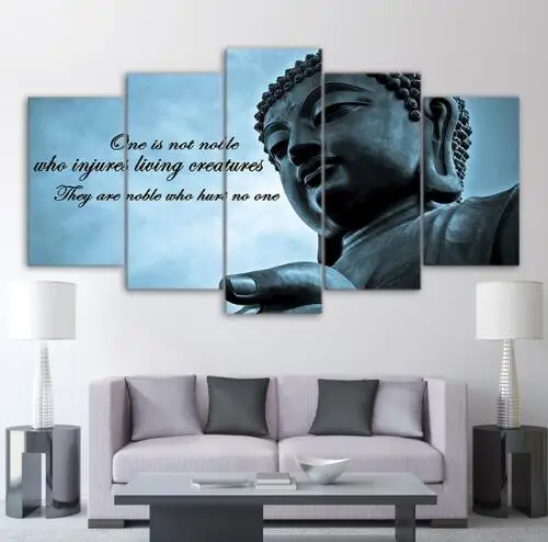 Современная 5 шт. огромная статуя Будды дзен холст печатная живопись Гостиная