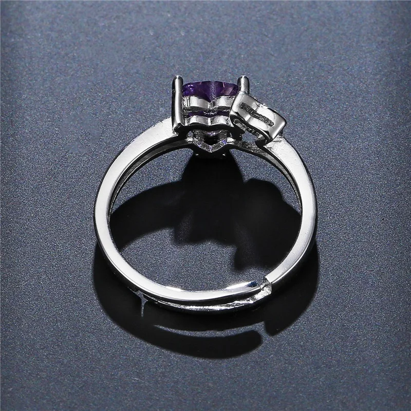 OMHXZJ Wholesale European Fashion Woman Man Party Wedding Gift Heart Purple Amethyst AAA Zircon 925 Sterling Silver Ring RR275 | Украшения