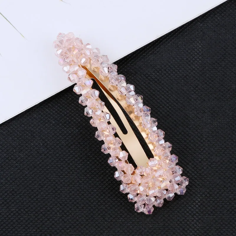 pink water drop 1 шт. 9 см защелкивающиеся хрустальные заколки для волос заколка для волос со стразами разноцветные бусы, сделанные своими руками из смолы, металлическая золотистая Шпилька, заколки для волос - Цвет: pink water drop
