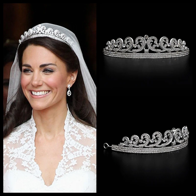 Королевская корона для волос с кристаллами Kate& William, свадебная корона для волос, диадема, украшения для волос, свадебная корона с кристаллами, аксессуары для волос, повязки для волос