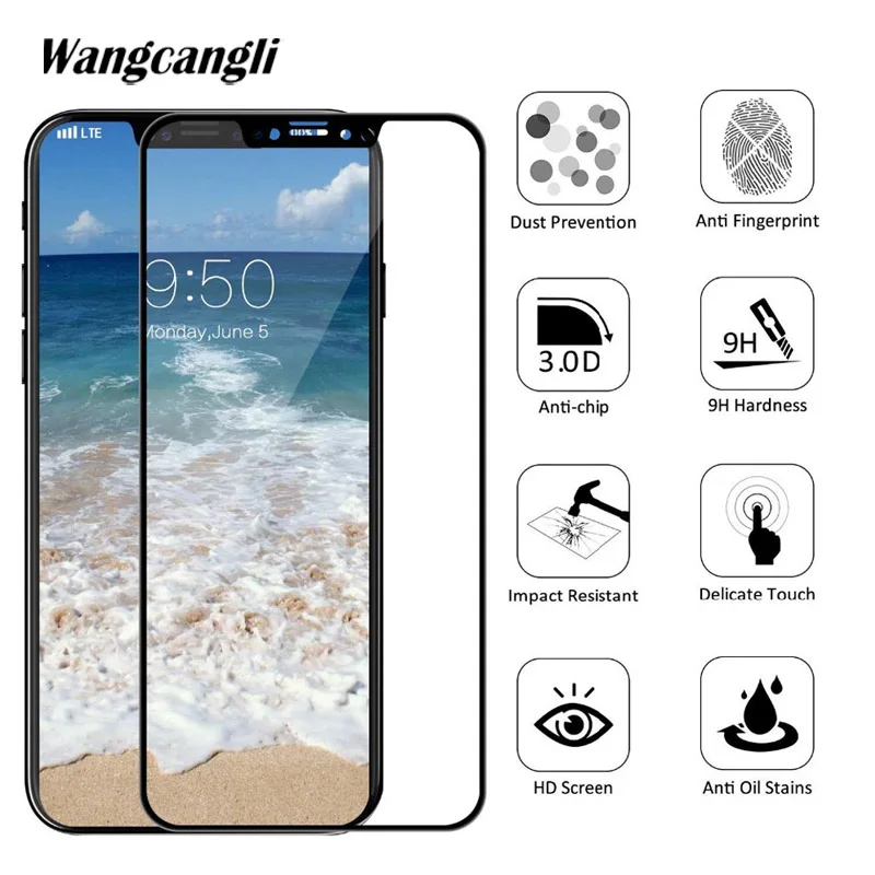Полное покрытие закаленное стекло для iPhone X защита экрана 3D Защитная пленка 5 8