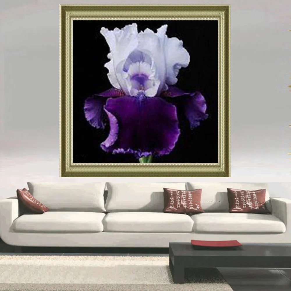 Квадратная картина из страз сделай сам Eustoma Grand florum с цветочным рисунком