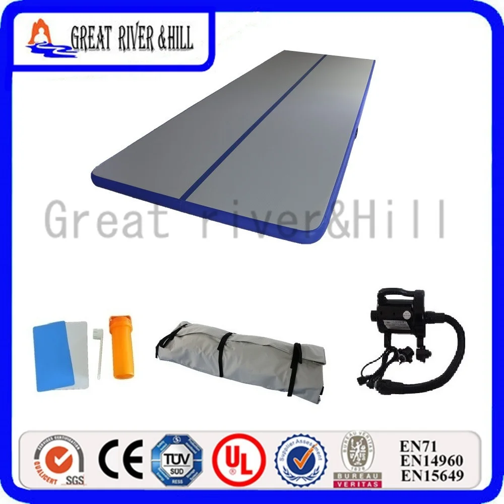 

Great river hill fitness mat inflatable air track foldable mat grey&blue 8m x 1m x 10cm