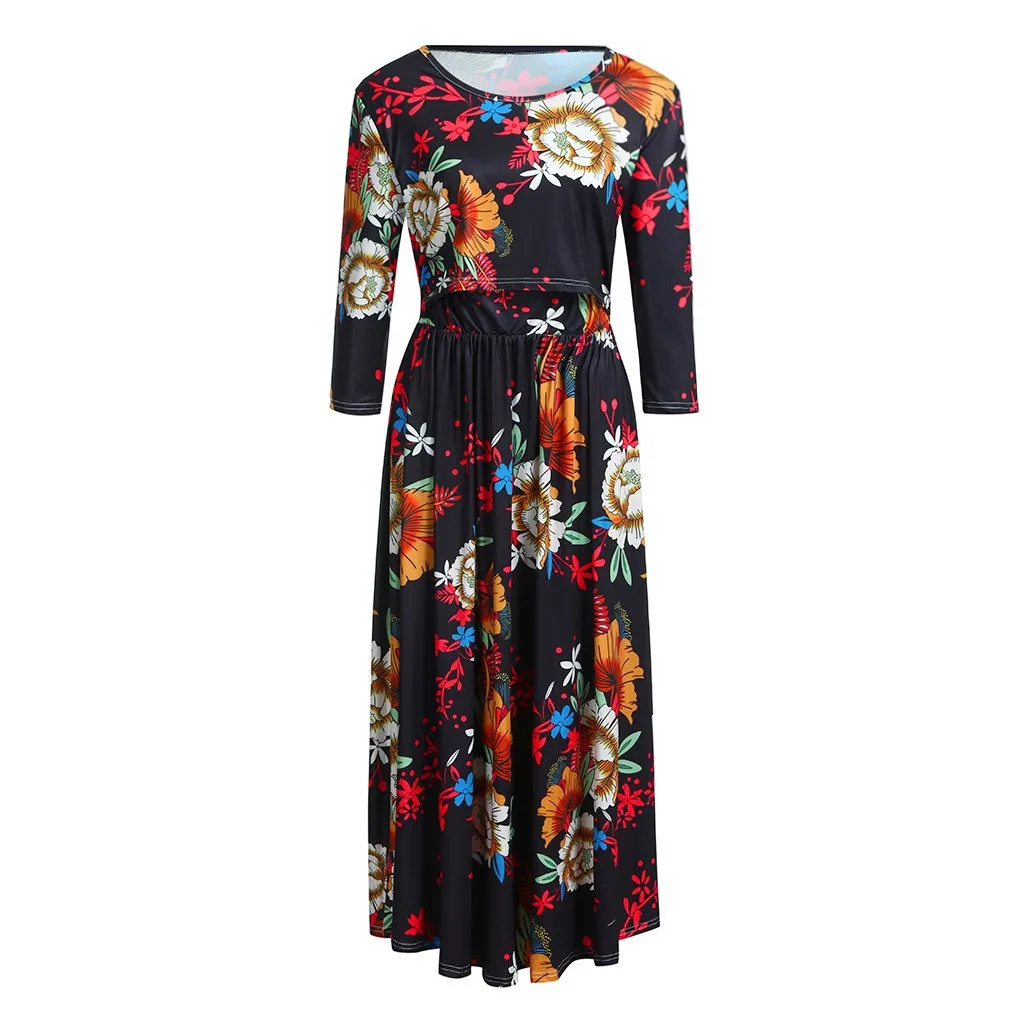 Платье для кормящих матерей топ с длинным рукавом цветочное зимнее платье