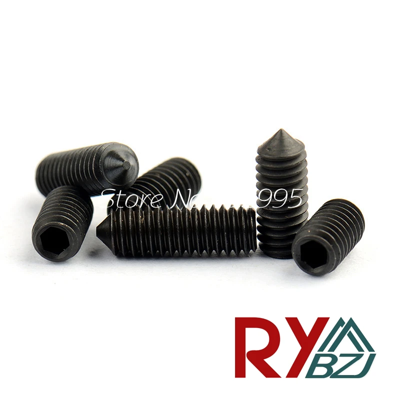 

100pcs/lot M3 M4 M5 M6 M8*L Alloy steel Grade 12.9 DIN914 Hex Socket Set Screw With Cone Point Grade