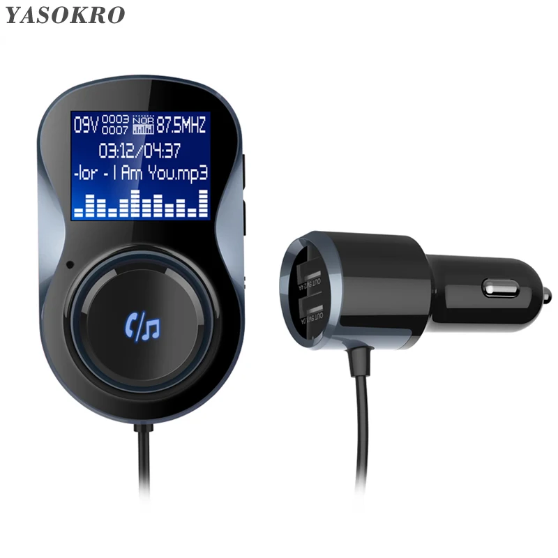 Автомобильный комплект YASOKRO Bluetooth громкая связь FM передатчик модулятор поддержка