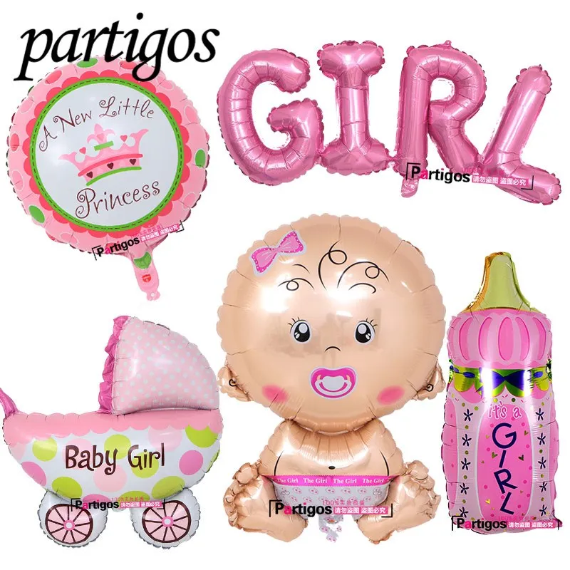 5pcs girl PARTIGOS ребенок 1-й набор воздушных шаров на день рождения розовый и голубой номер фольги шары День рождения украшения Детские воздушные шары вечерние b поставки - Цвет: 5pcs girl