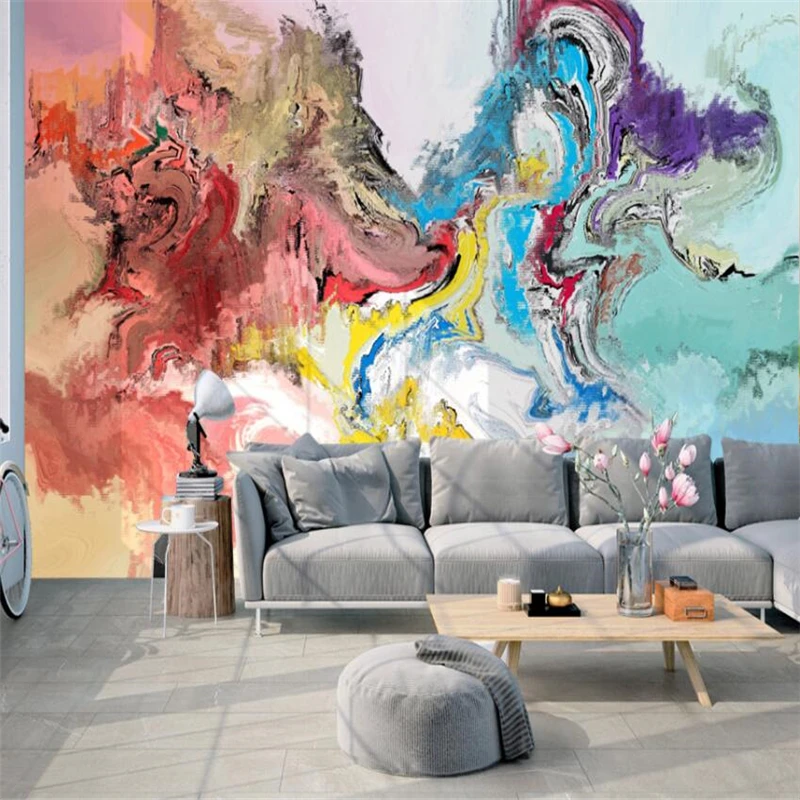 wellyu Nordic minimalist abstract art watercolor landscape painting TV background wall custom large mural wallpaper | Обустройство