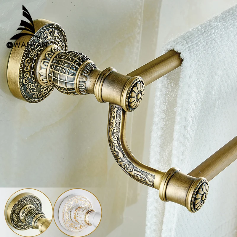 Винтаж дизайн Белый/античный латунный Полотенца бар (Континентальный)