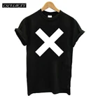 Женская хлопковая Футболка X Cross Print, повседневная хипстерская футболка для девочек, белый, черный, серый топ, футболки большого размера, Прямая поставка, для детей от 2 до 8 лет
