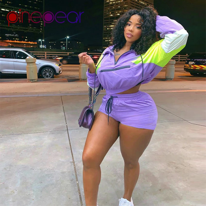 Комплект из 2 предметов женский толстовка с длинным рукавом и шорты|Комплекты для