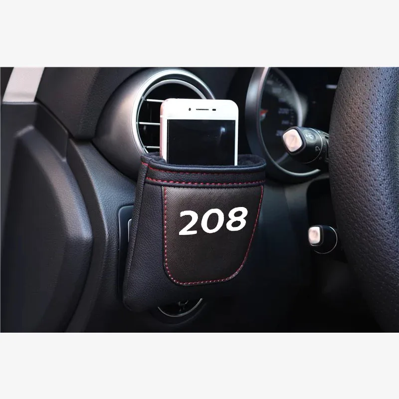 Автомобильный Стайлинг для peugeot 208, зажим на воздуховод, автомобильный вентиляционный отсек, аккуратный Чехол для хранения из искусственной кожи, сумка для монет, чехол, автомобильный держатель для телефона