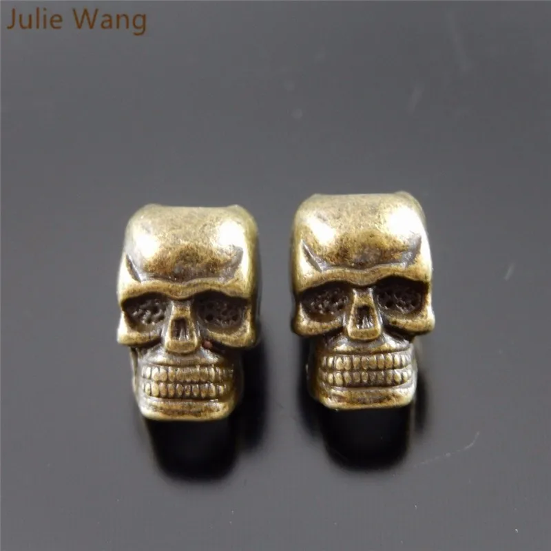 Julie Wang, 10 шт., форма черепа, металлический сплав, для женщин, ручная работа, ювелирные изделия, модные бусины, сделай сам, браслет, аксессуары, фурнитура для рукоделия