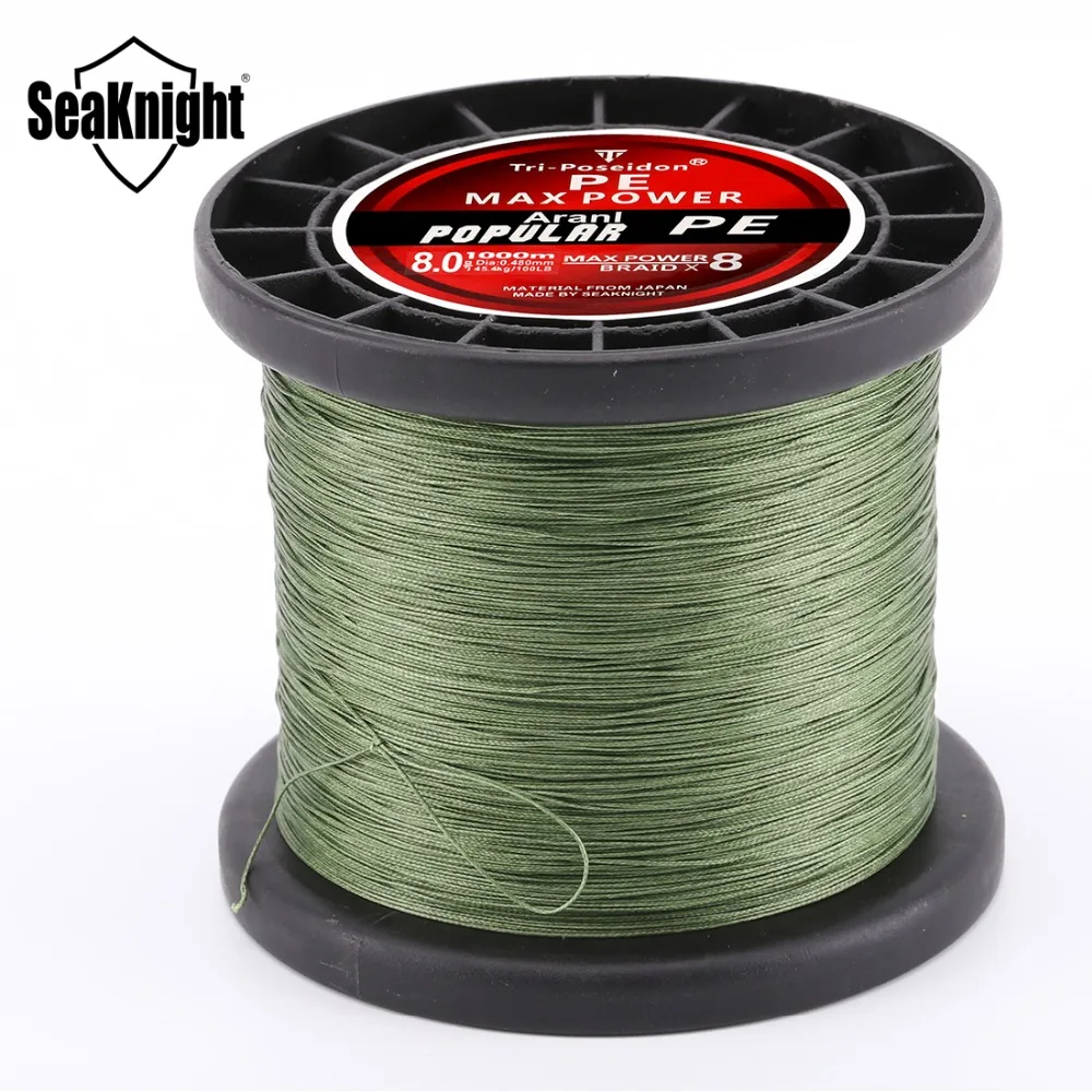 SeaKnight Tri Poseidon леска 1000 м 8 strands супер прочная плетеная рыболовная веревка 20 100LB