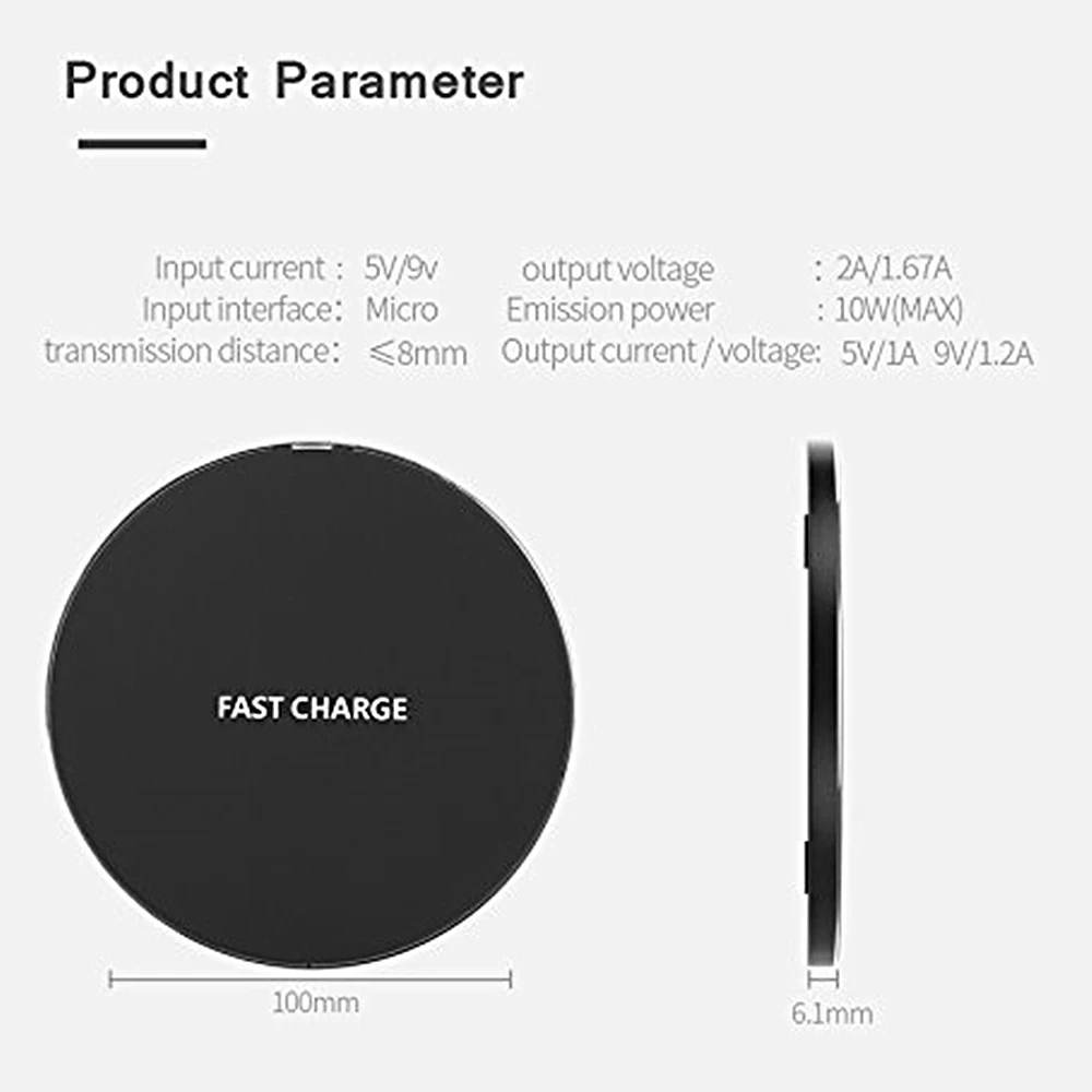 Быстрое беспроводное зарядное устройство для Samsung Galaxy S9 Plus Qi Chargeur индукция