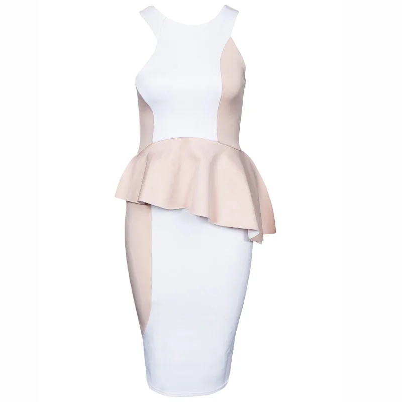 Женское платье с оборками и баской офисное винтажное для работы лето 2017|office