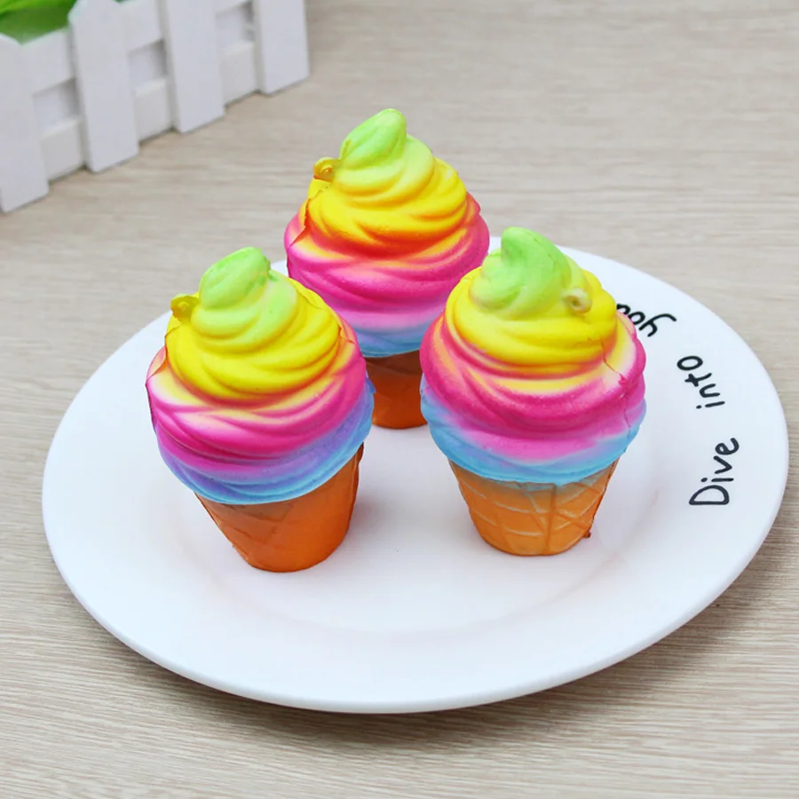 Funny Squishy Toy Rainbow Ice Cream Super Slow Rising Squeeze Sweet Cake Anti-Stress Kid Gift Squishies Novelty Fun Toys |