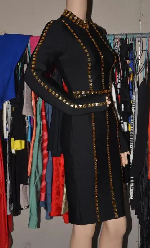 Блестящие Красота Новинка 2017 года черный Бисер с длинным рукавом Элегантная