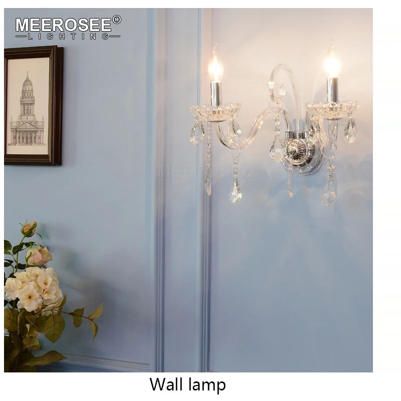 

Luxurious Clear K9 Crystal Wall Light Fixture Modern 2 Lights Glass Arms Wall Sconce Lamp Lustres for Foyer Corridor Hallway
