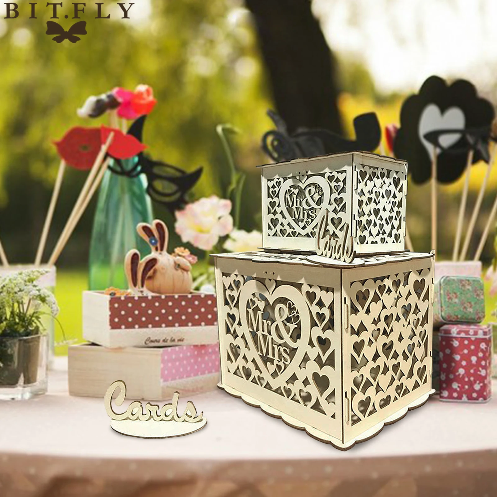 Креативный деревенский DIY деревянный свадебный подарочный ящик для карт с замком