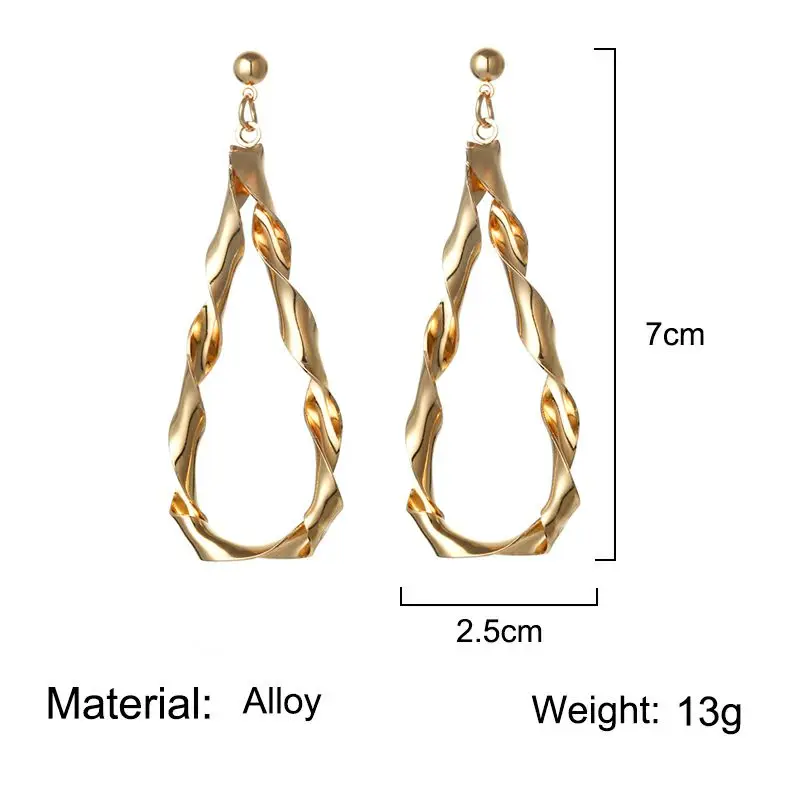 TMXK angel New earrings 2019 oval teardrops large metal gold and silver European brand style ez207 | Украшения и аксессуары