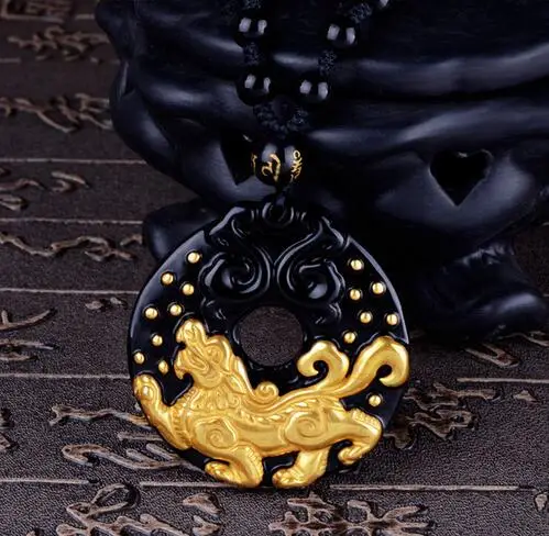 Оптовая продажа натуральный круглый кулон для танцев черный обсидиановый с