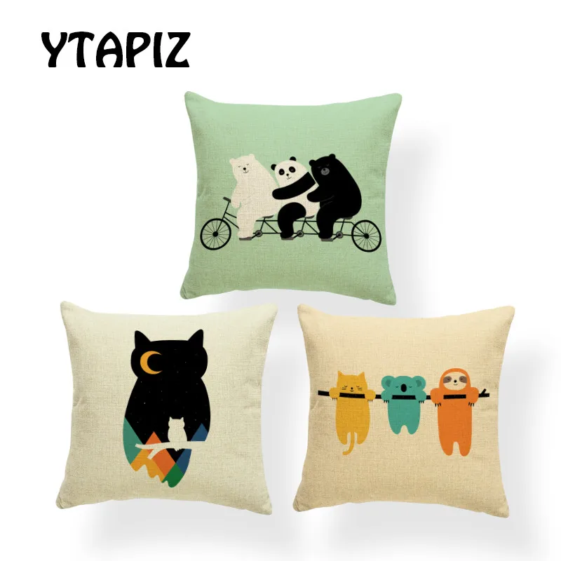 Мультяшные подушки с изображением животных квадратный Чехол 17x17 дюймов