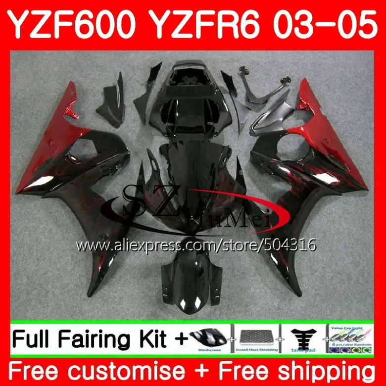 

Корпус для YAMAHA YZF600 красное пламя YZF R6 R 6 03 YZF 600 кузов 67SH15 YZFR6 03 04 05 YZF-R600 YZF-R6 2003 2004 2005 обтекатели