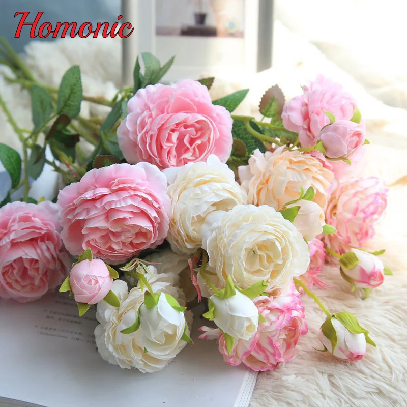 3 головки искусственный Западная Роза Ranunculus Романтический шелковые цветы