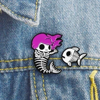 new fashion trend purple bone fish brooch personality strange creative coat jeans brooch jewelry gift