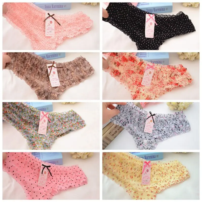 Женское сексуальное нижнее белье в горошек с кружевными оборками женские