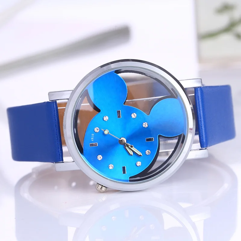 Новый продукт Launch Mickey детские часы прозрачные полые милые с Минни для девочек и