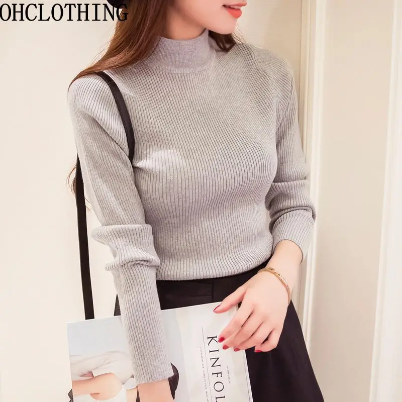 Knitted Turtleneck Sweater Women 2017 New Fashion Autumn Winter Long Sweaters Tops Women's Casual Crochet Turtlenecks | Женская