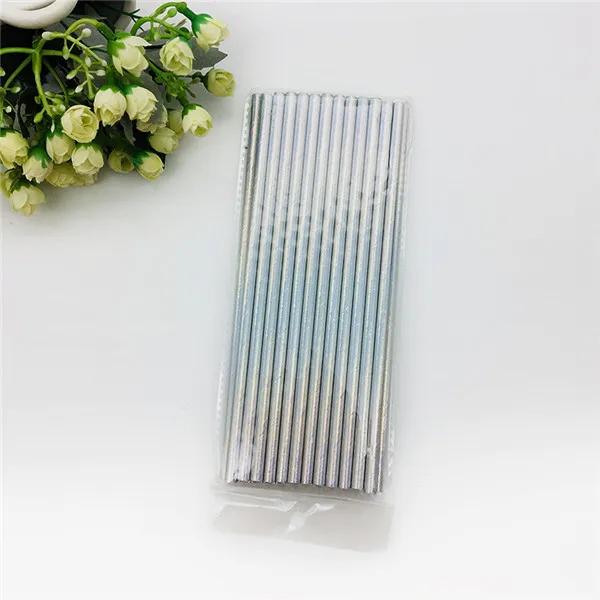 25pcs Paper Straw Красочные бумажные тарелки из стерлингового серебра, бокал с соломинкой, Полигональная пластина, бумажная посуда на день рождения, детский душ, товары для свадебной вечеринки - Цвет: 25pcs Paper Straw
