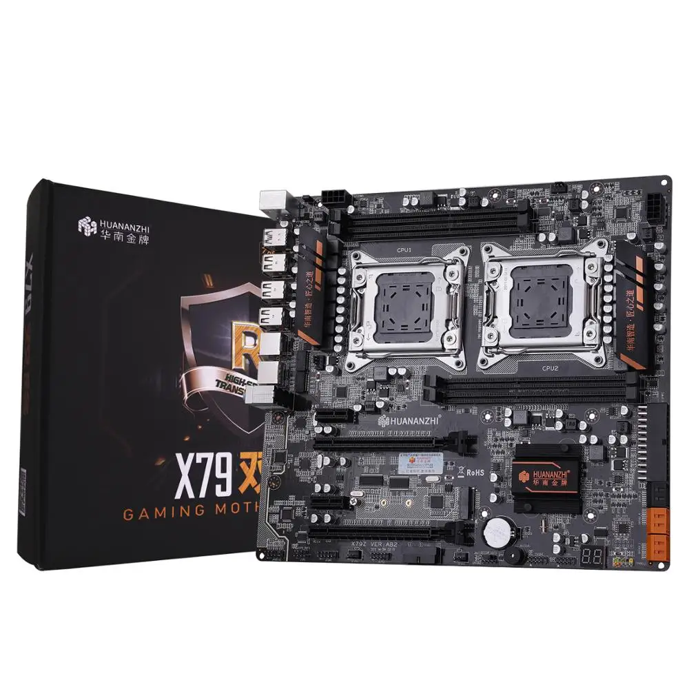 HUNNANZHI X79 двойной CPU E-ATX USB3.0 SATA3 PCI-E SSD M.2 128G четыре канала поддержка памяти REG ECC и