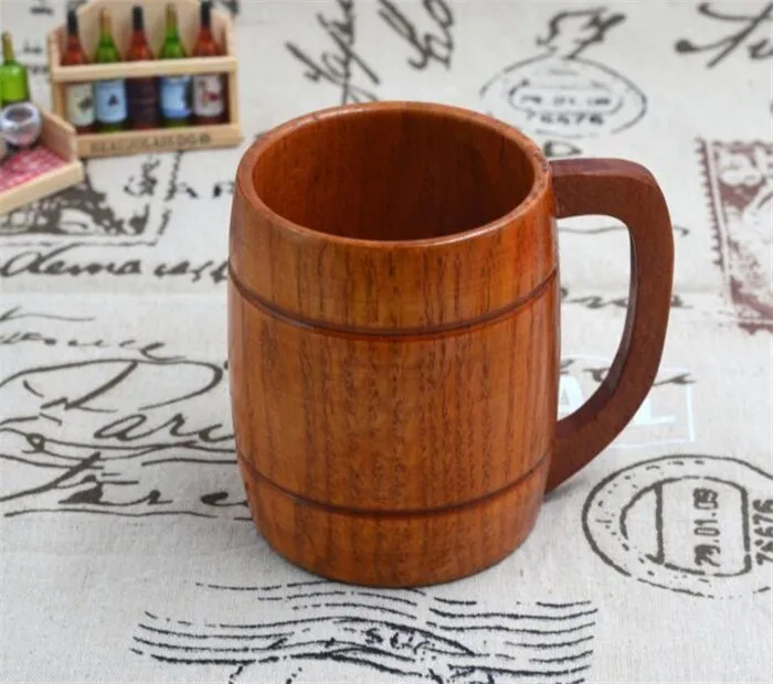 1pc Classic Style Natural Wood Cup Wooden Beer Mugs Drinking For Party Novelty Gifts Eco-friendly 320ml | Дом и сад