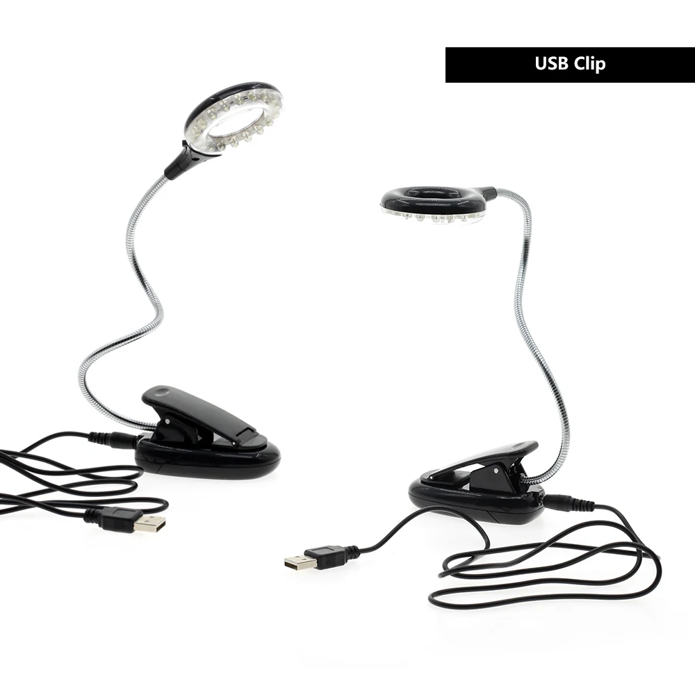 Светодиодный светильник-Книга 18 светодиодный s USB/USB с зажимом Гибкая Настольная лампа DC5V с лупой для чтения рабочего освещения