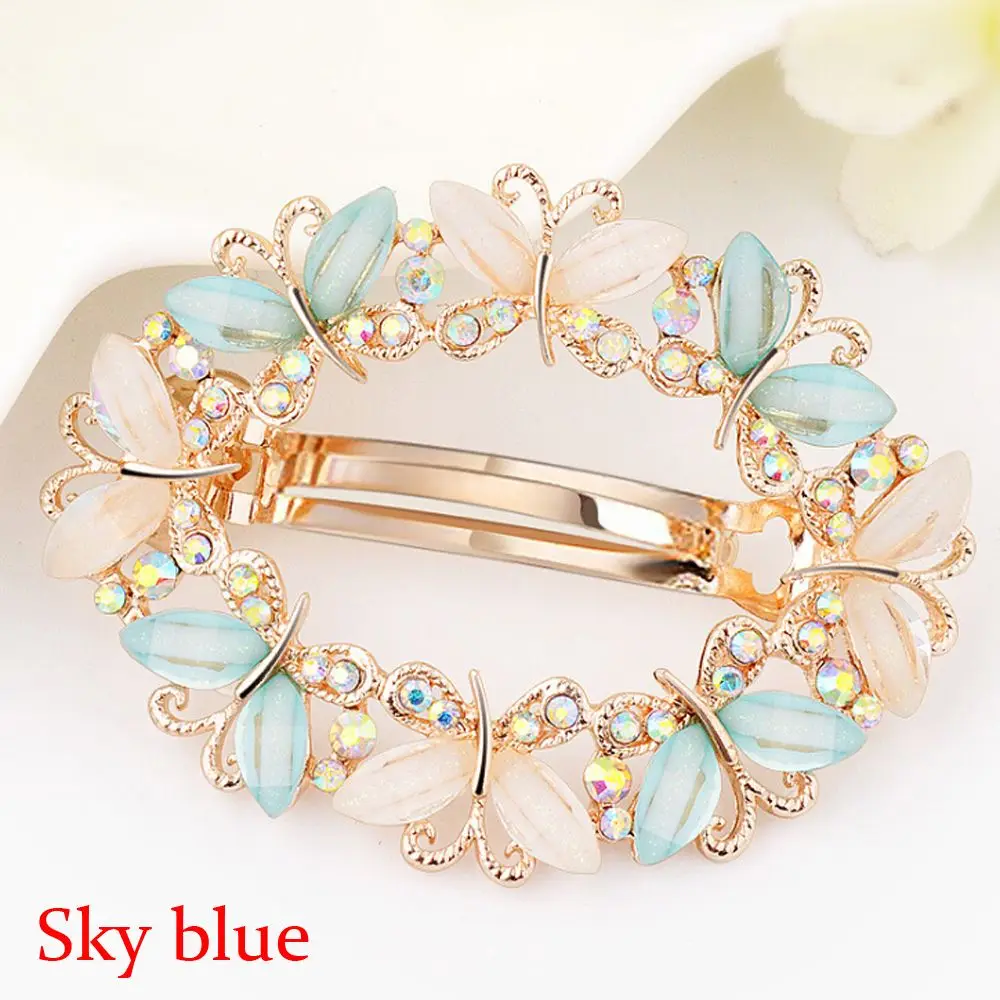 Женские заколки для волос со стразами бабочки в Корейском стиле с цветами и