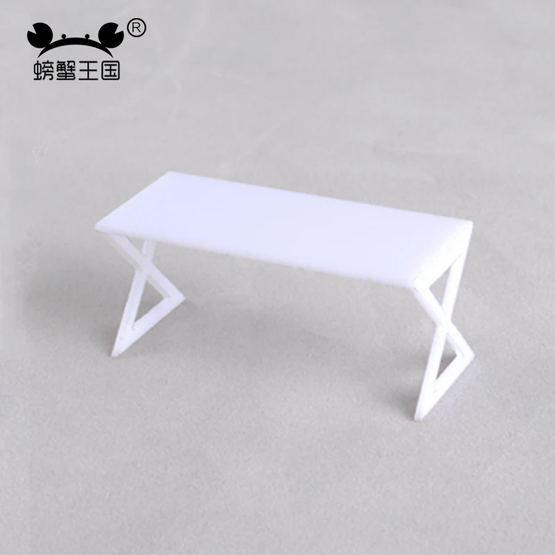 5pcs 1:20 1:25 1:30 Dollhouse Miniature Furniture plastic White Dining Table Chair Model Desk interior accessories office desk | Игрушки и