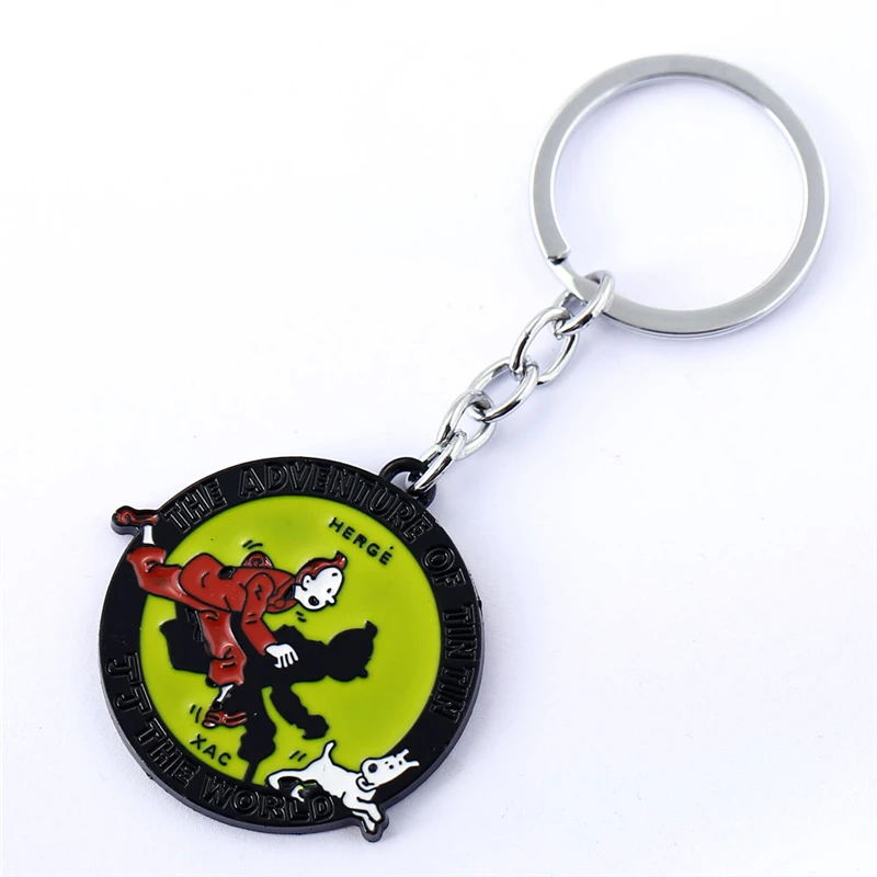 Брелок J Store Приключения Тинтина для мужчин Круглый мультяшный брелок из