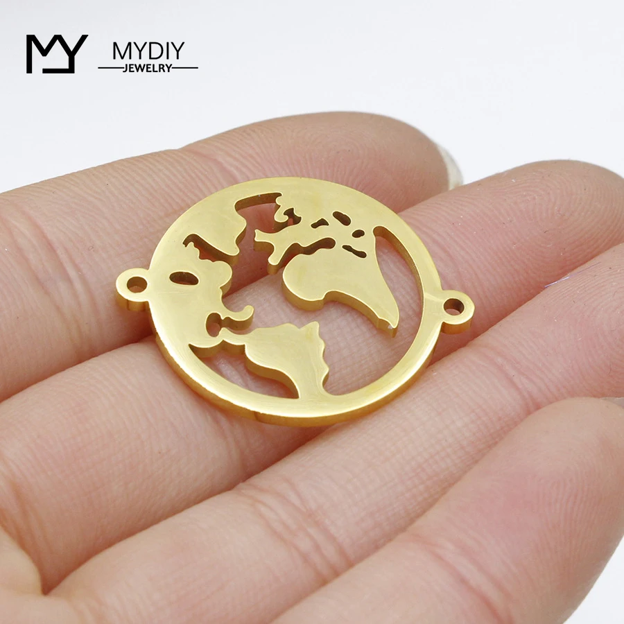 DIY зеркало ручной работы из нержавеющей стали вырез кулон с картой мира Linker карта