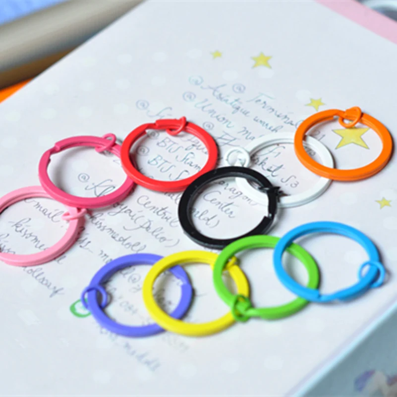 Tanduzi 20PCS Metal DIY Accessories Color Painted Key Ring Split Fluorescent Candy Keychain Chains 30MM Decoden | Дом и сад