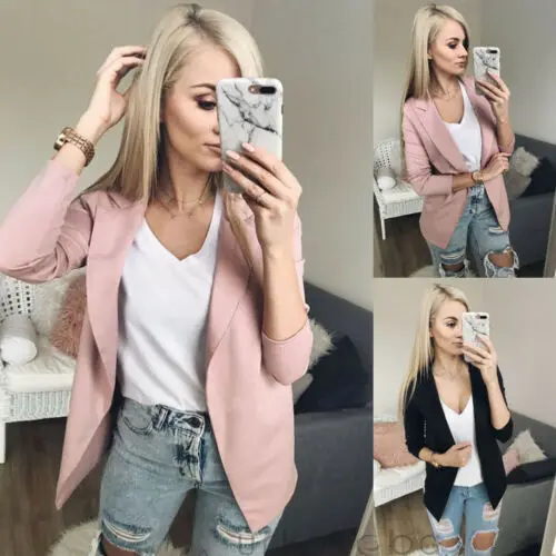 

Meihuida 2019 Fashion Women Silm Office Lady OL B;azers Cardigan Tops Ladies 3/4 Sleeve Casual Blazer Suit Jacket Coat