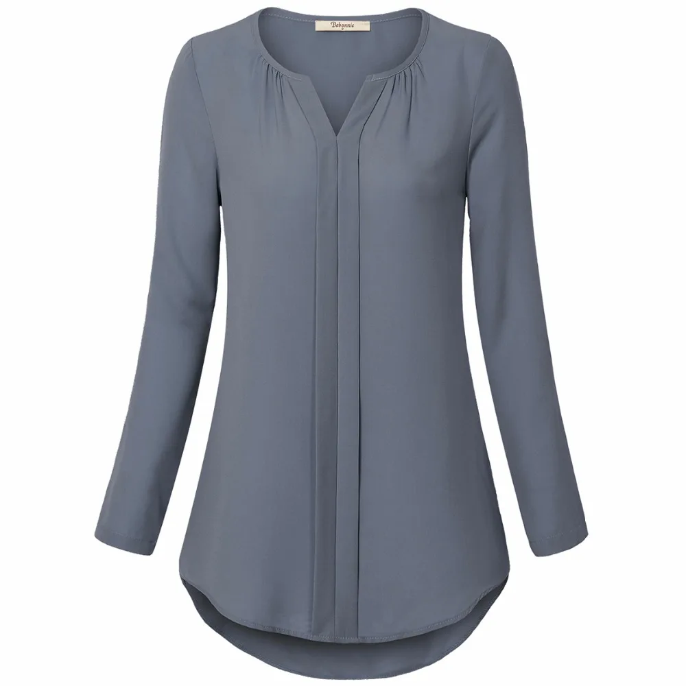 Timeson Long Sleeve Women Autumn Blouse Solid Color Loose Hem Shirt For Female Leisure Spring Simple Femme |