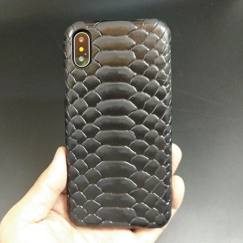 Ультратонкий чехол из натуральной кожи для iPhone X XS Max 10 чехлы телефонов со змеиным